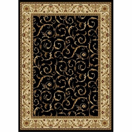 AURIC 1599-1511-BLACK Como Rectangular Black Transitional Italy Area Rug, 5 ft. 5 in. W x 7 ft. 7 in. H AU2482630